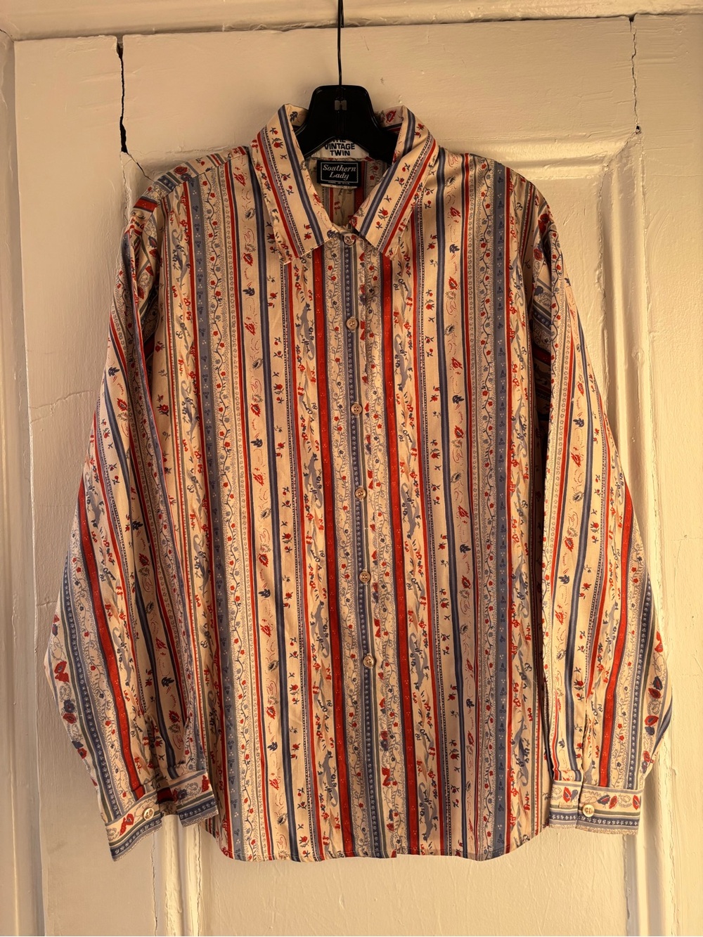 Printed Western Striped Floral Button-Up Shirt